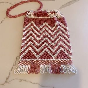 Art Deco Original True Vintage Pink and White Beaded Wristlet Circa 1920’s